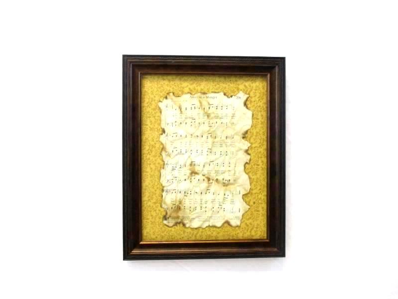 Homemade Framed Distressed Away In A Manger Sheet Music Framed Material