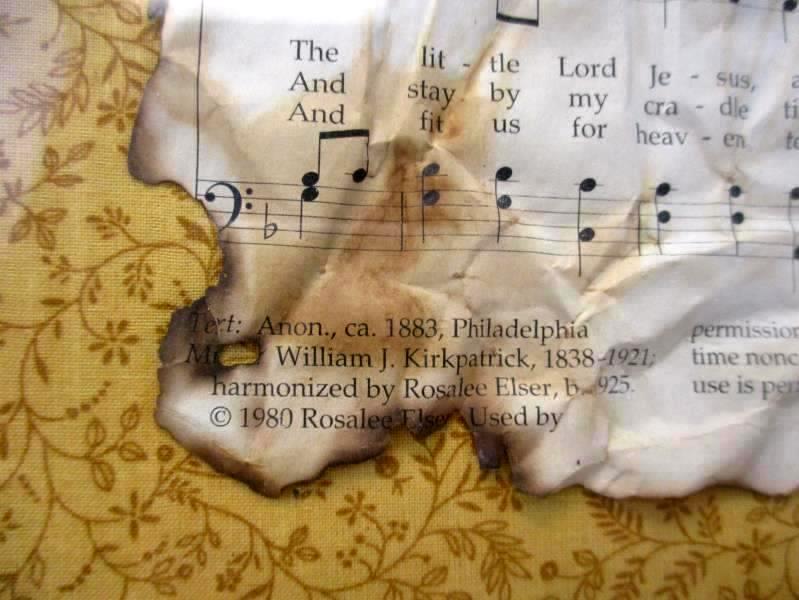 Homemade Framed Distressed Away In A Manger Sheet Music Framed Material