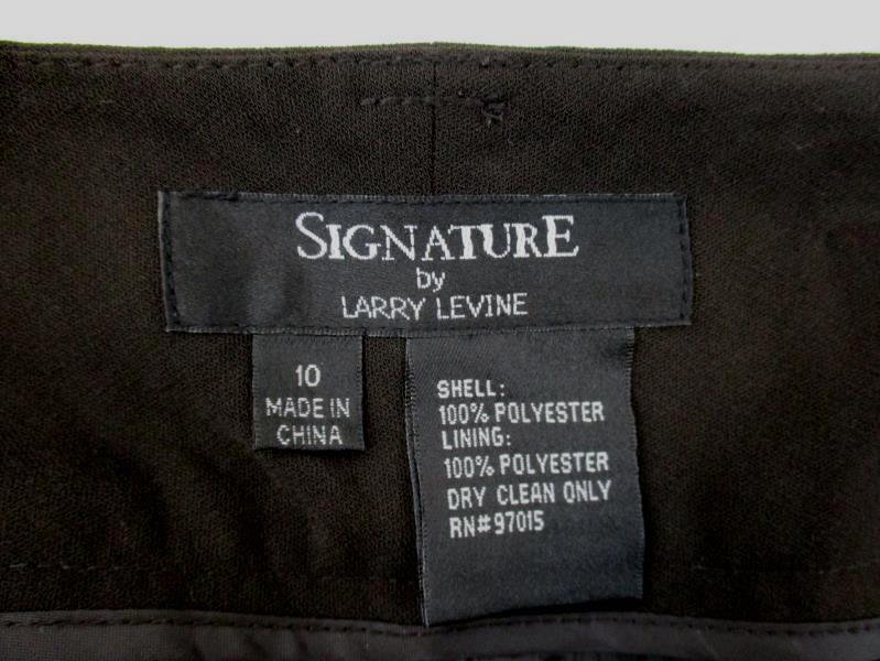 Signature Larry Levine Women's Brown Dress Pants Size 10 Mock Pocket Belt Loops