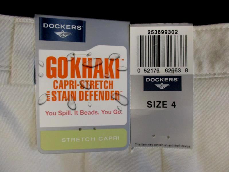Dockers Stain Defender Stretch Capri Khaki Flat Front Women's Size 4