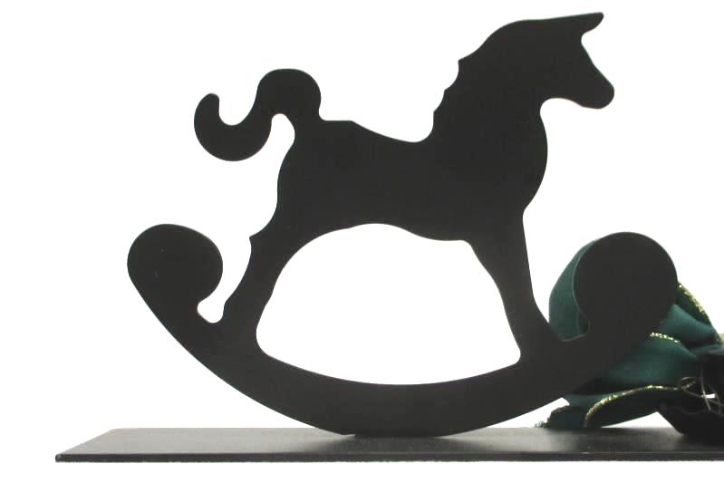 Current Black Metal Taper Candle Holder Bear Rocking Horse Green Bow Candle