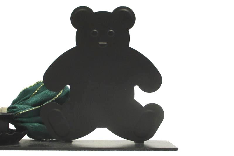 Current Black Metal Taper Candle Holder Bear Rocking Horse Green Bow Candle