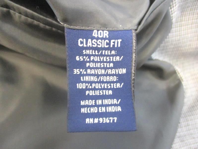 Stafford Gray Houndstooth Suit Jacket Classic Fit Pockets Men's Size 40R