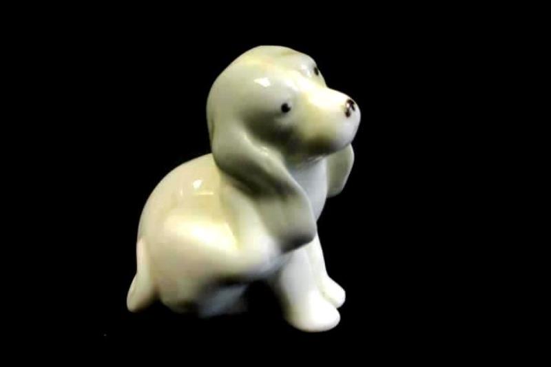 Bone China Figurines White Quail And Gray White Dog