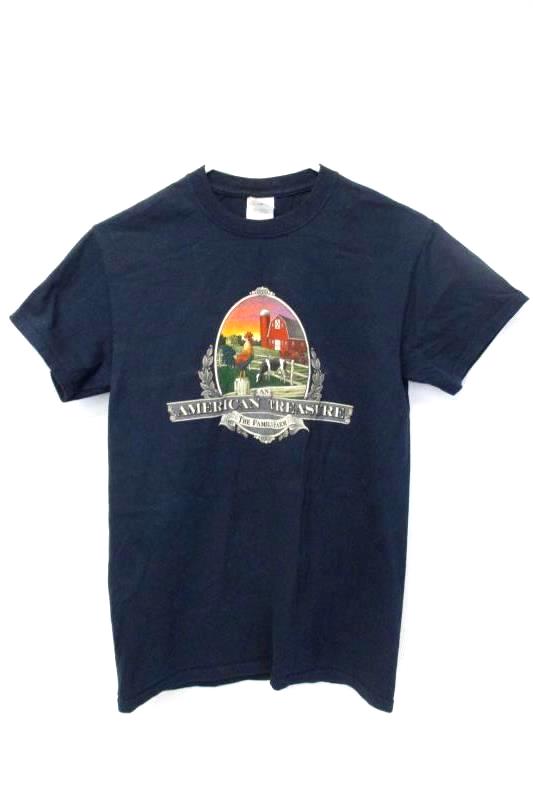 Gildan Graphic T Shirt An American Treasure Family Farm Navy Blue Men's Size S