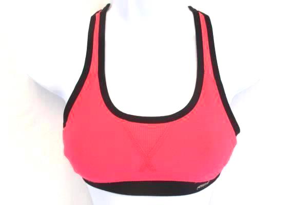 Avia Womens Pink & Black Racerback Sports Bra Size XS Removable Cup Padding