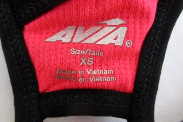 Avia Womens Pink & Black Racerback Sports Bra Size XS Removable Cup Padding