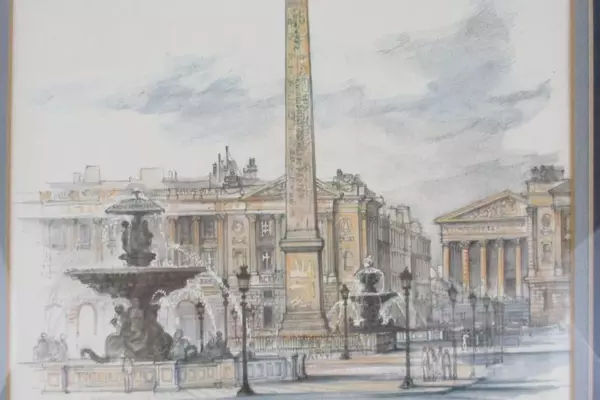 Mads Stage Lithograph Place De La Concorde Framed And Matted Signed