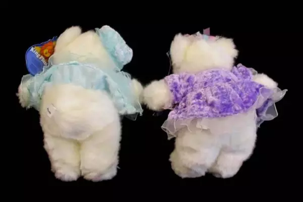 Lot of 2 King Plush White Girl Teddy Bears Wearing Dresses 9 in