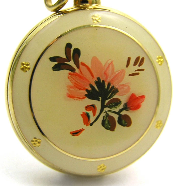 CHANDLER Swiss PENDANT WATCH w Handpainted Flowers