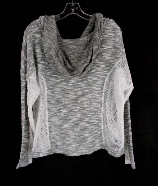 JOA Top Long Sleeve Hooded Grey Terry Mesh Oversize Sweatshirt Sweater Womens S