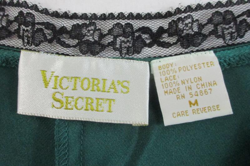 Victoria's Secret Emerald Green Satin Teddy Sleepwear Women's Size M
