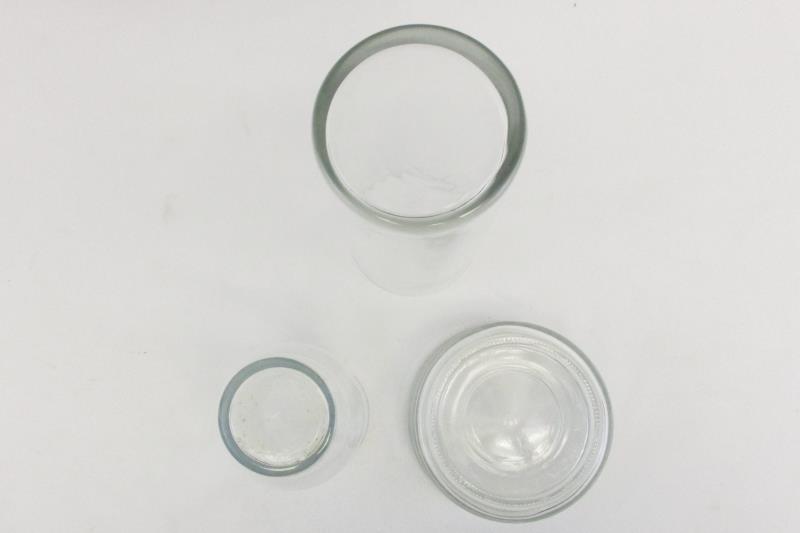 Lot of 3 Clear Glass Candle Holders Assorted Sizes Short Medium Tall