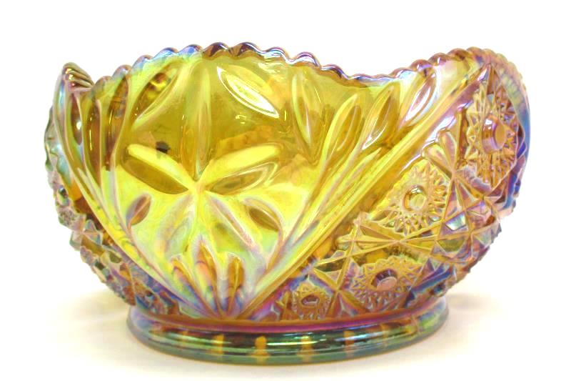 Vintage Amber Carnival Glass Bowl Unknown Pattern or Maker