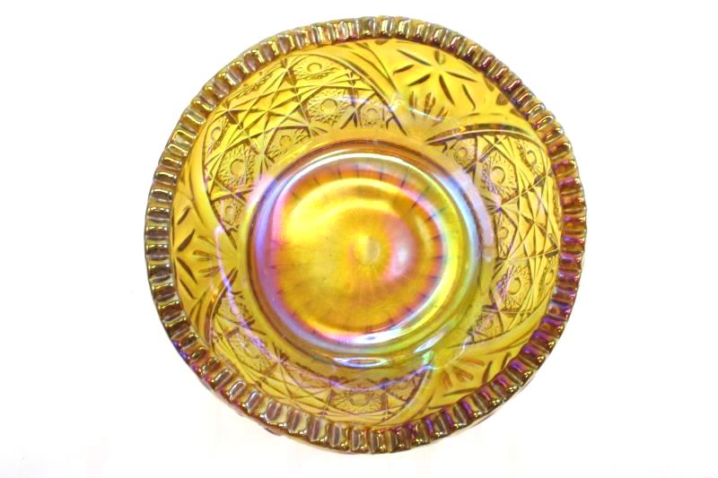 Vintage Amber Carnival Glass Bowl Unknown Pattern or Maker
