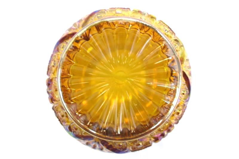 Vintage Amber Carnival Glass Bowl Unknown Pattern or Maker