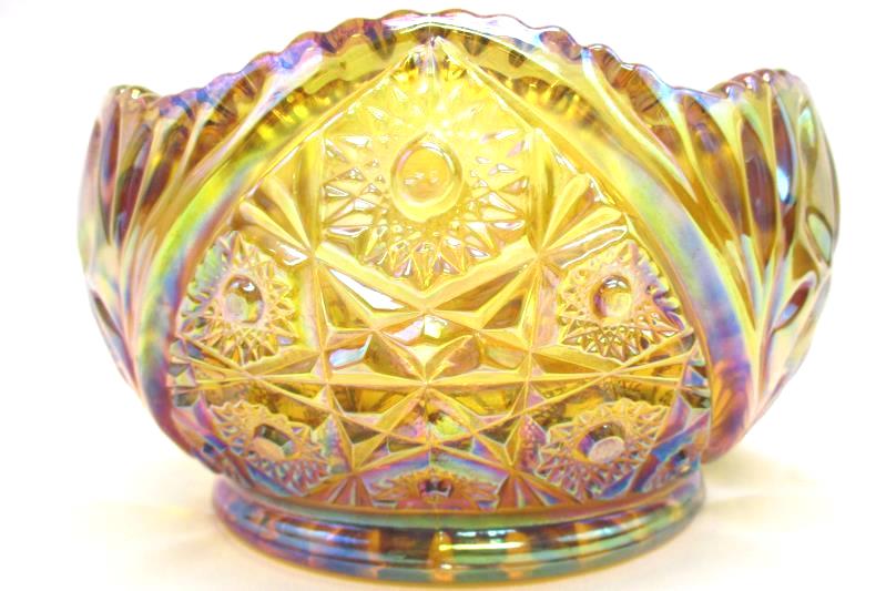 Vintage Amber Carnival Glass Bowl Unknown Pattern or Maker