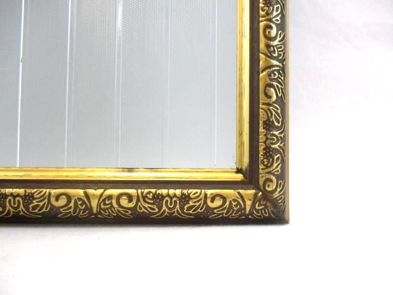 Vintage Gold Embossed Wood Picture Frame With Ribbed Glass