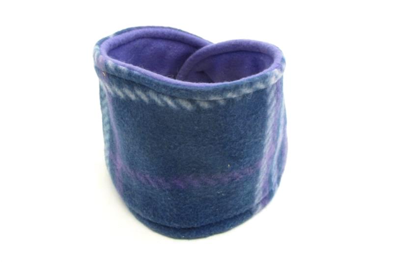 Headband and Neck Warmer Fleece Girl's Ear Warming Purple Flower Green Leaf