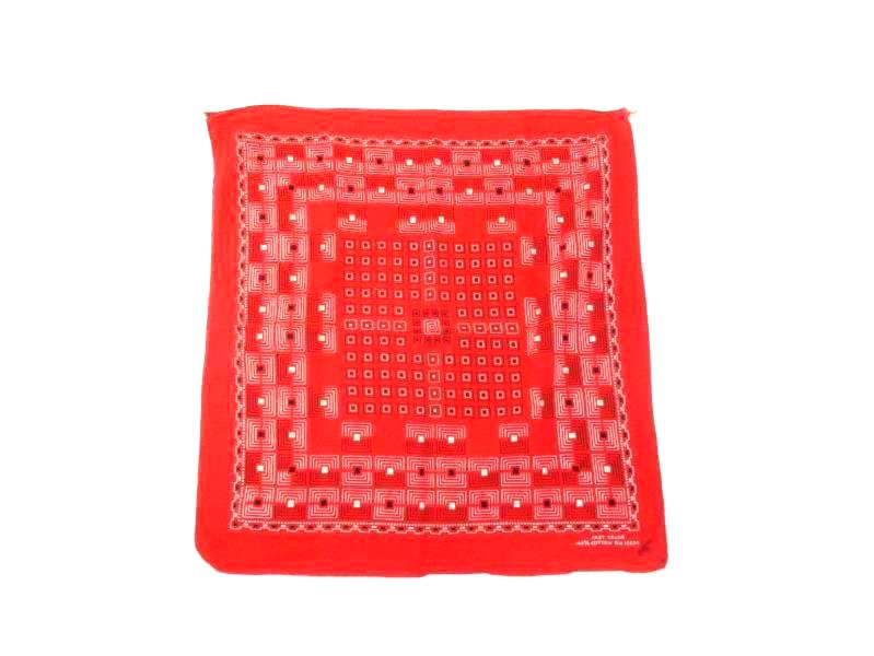 Fast Color Biker Bandanna Red Squares Geometric Print Cotton