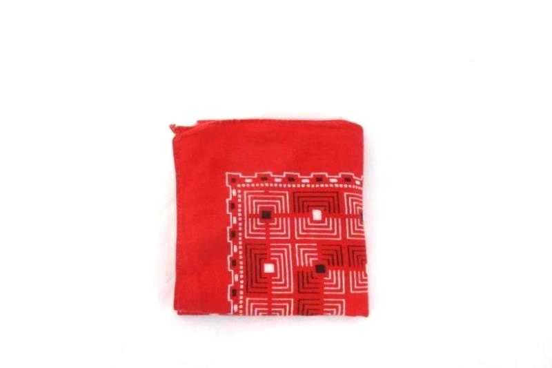 Fast Color Biker Bandanna Red Squares Geometric Print Cotton