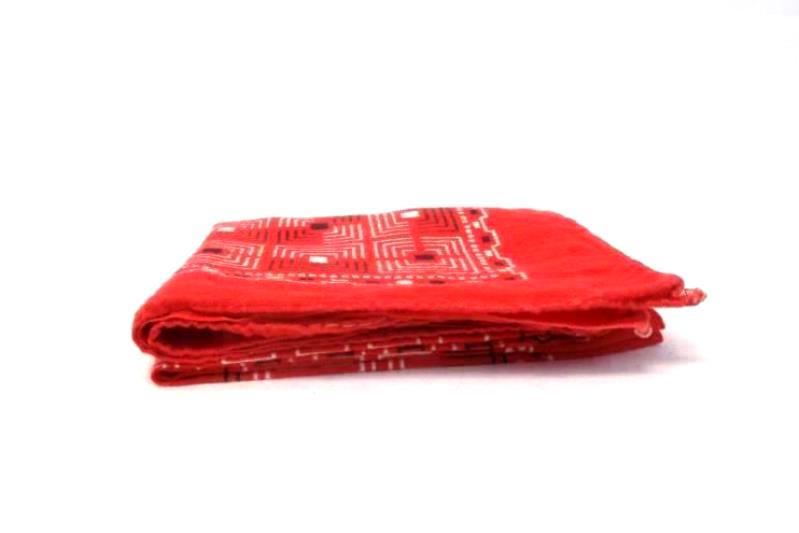 Fast Color Biker Bandanna Red Squares Geometric Print Cotton