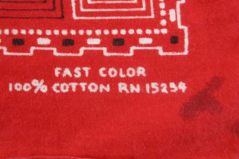 Fast Color Biker Bandanna Red Squares Geometric Print Cotton