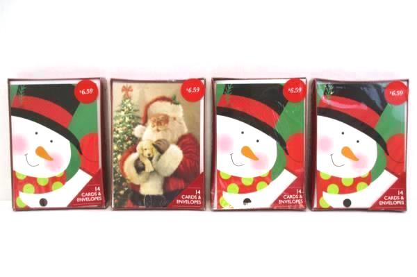 Lot of 4 American Greetings Santa Frosty Snowman Box Set 14 Cards and Envelopes