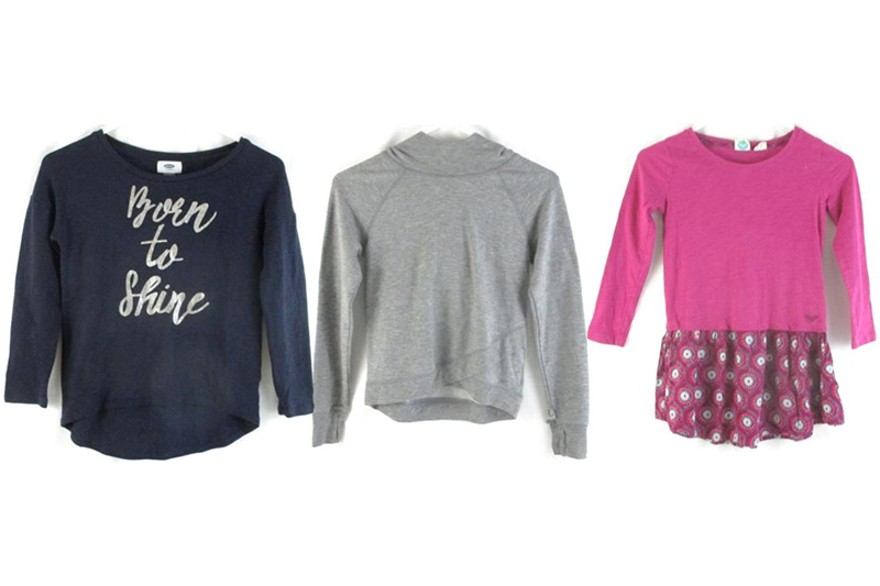 Lot of 3 Tops Long Sleeve Roxy Girl Old Navy Danskin Gray Knit Girls' Size 7