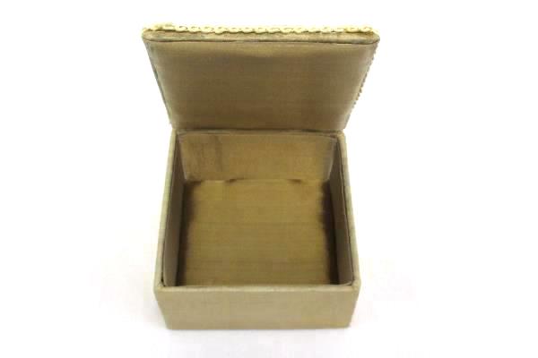 Pair of Vintage Beaded Satin Jewelry Trinket Boxes Taupe Ecru Red Black