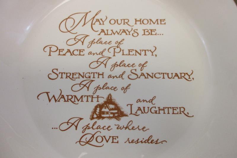 Casserole Dish Decorative Ceramic With Blessing Yellow Brown 10in Peace Plenty