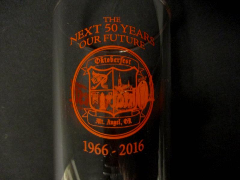 Set of 2 Glasses Mt. Angel Oregon Oktoberfest 50th Anniversary 1966- 2016