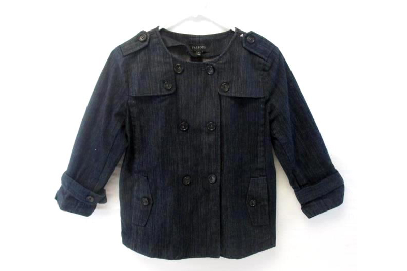 Talbots Denim Jacket Dark Wash Double Breasted Pockets Women's Size 4