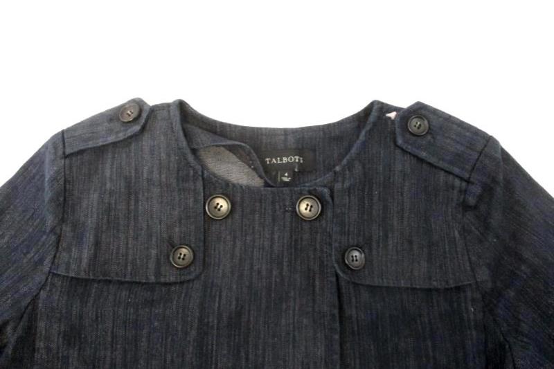 Talbots Denim Jacket Dark Wash Double Breasted Pockets Women's Size 4