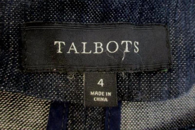 Talbots Denim Jacket Dark Wash Double Breasted Pockets Women's Size 4
