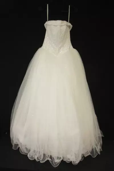 Michaelangleo Davids Bridal Tulle Strapless Corset Wedding Gown Dress Beaded