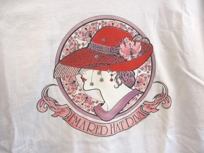 Lot of Red Hat Society Items Women's Sz L Top Earring Bracelet Coin Bag Patches