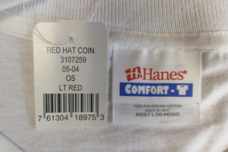 Lot of Red Hat Society Items Women's Sz L Top Earring Bracelet Coin Bag Patches