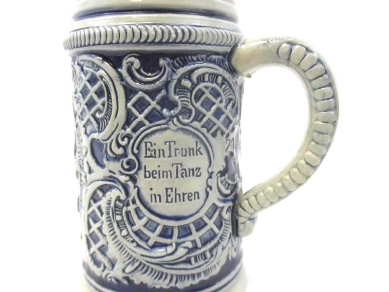 Vintage Thewalt Pottery Beer Stein West Germany Blue Gray Couple Dancing