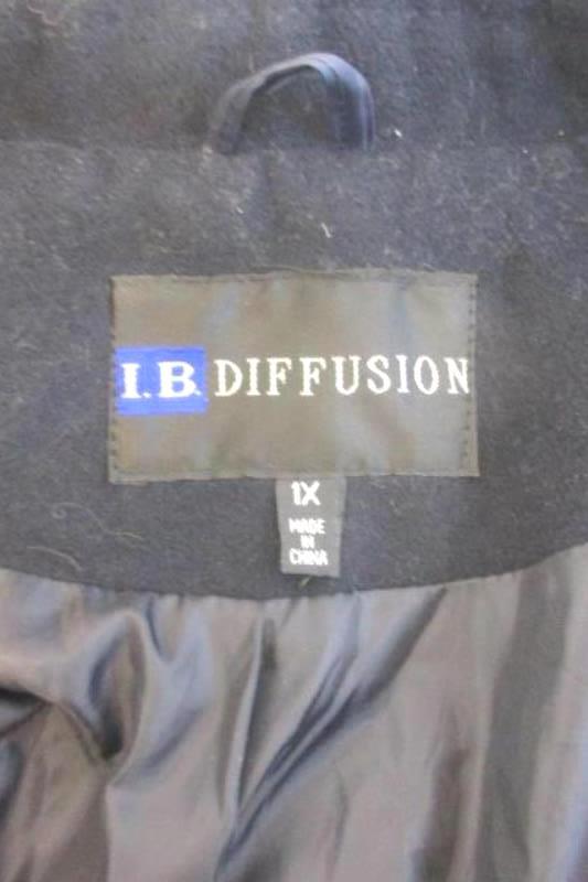 IB Diffusion Navy Blue Peacoat Pockets Collared Button Front Women's Size 1X