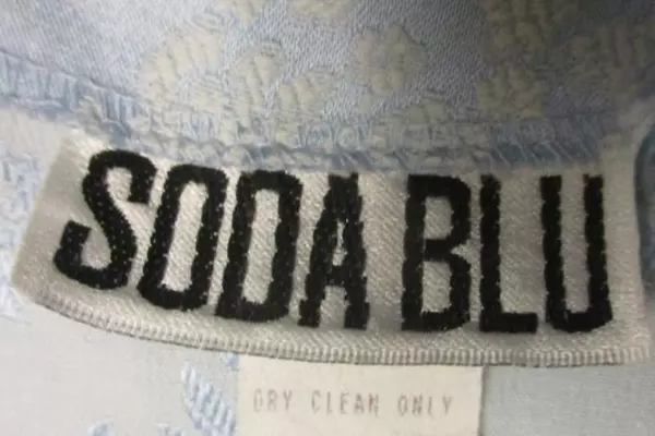 Soda Blu Mini Skirt Blue Satin White Floral Straight Zip Closure Size Medium
