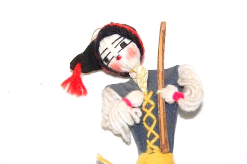 Vintage Rag Doll Warrior Yarn And Cloth Doll 9.75" Tall