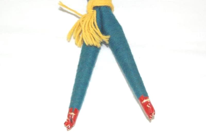 Vintage Rag Doll Warrior Yarn And Cloth Doll 9.75" Tall