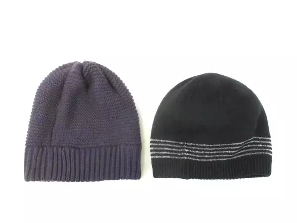 Lot of 2 The North Face Beanies One Size Purple Black Knit Crochet
