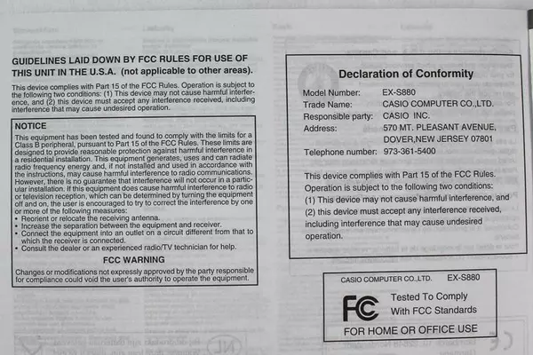 Casio Digital Camera Model EXS880 Owners Guide Manual Basic Reference Booklet