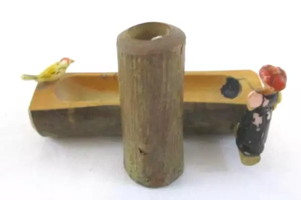 Vintage Freiburg Bächle Figurine Wooden Trestle Souvenir Lady Bird