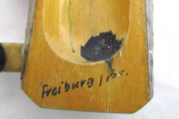 Vintage Freiburg Bächle Figurine Wooden Trestle Souvenir Lady Bird