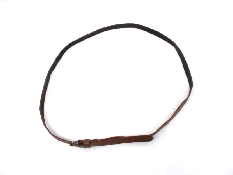 Lot of 2 Women's Faux Leather Thin Fashion Belts Brown White Buckle