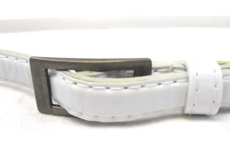 Lot of 2 Women's Faux Leather Thin Fashion Belts Brown White Buckle