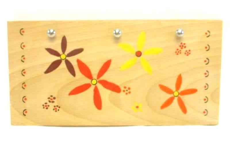 Vintage Set of 3 Hanging Wooden Spoons With Plaque Floral Painted
